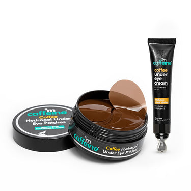 mcaffeine Dark Circle Reduction Combo With Coffee Under Eye Cream & Hydrogel Under Eye Patches Women And Men|Mcaffeine Products|Reduces Puffiness, Fine Lines, Wrinkles & Hydrates|For All Skin Types